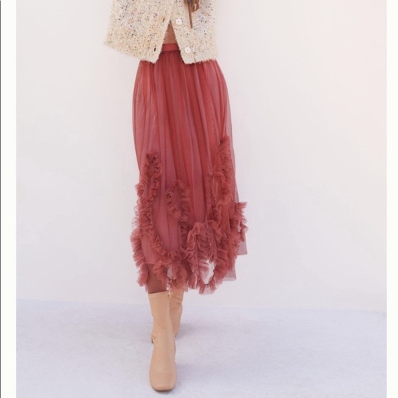 - Anthropologie Felicity Tulle Midi Skirt size small   new without tags - Picture 5 of 10